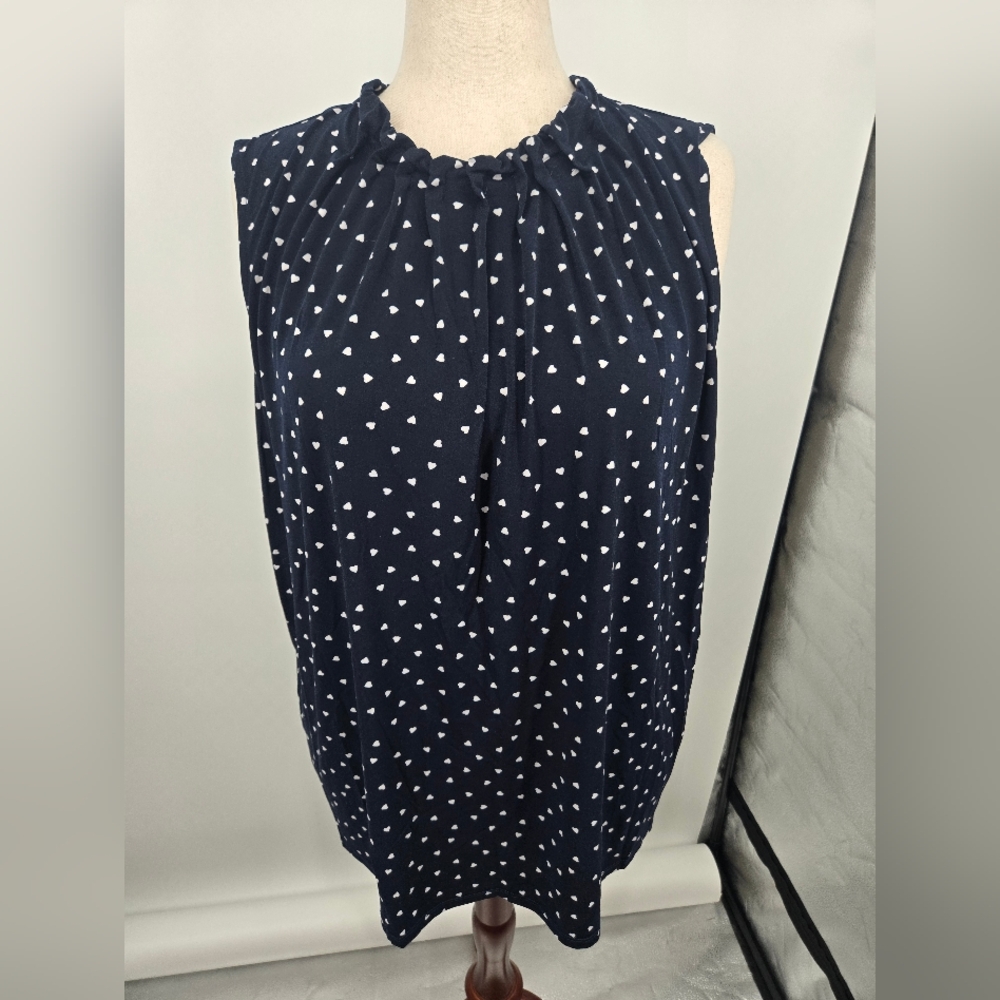 croft & barrow Navy Sleeveless Heart Print Top 2X (6552)